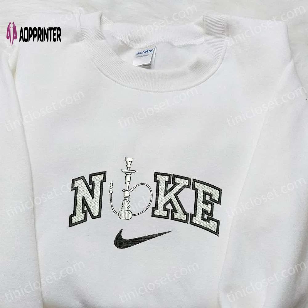 Hookah x nike embroidered shirt: unique nike inspired gift for family Embroidered Shirt