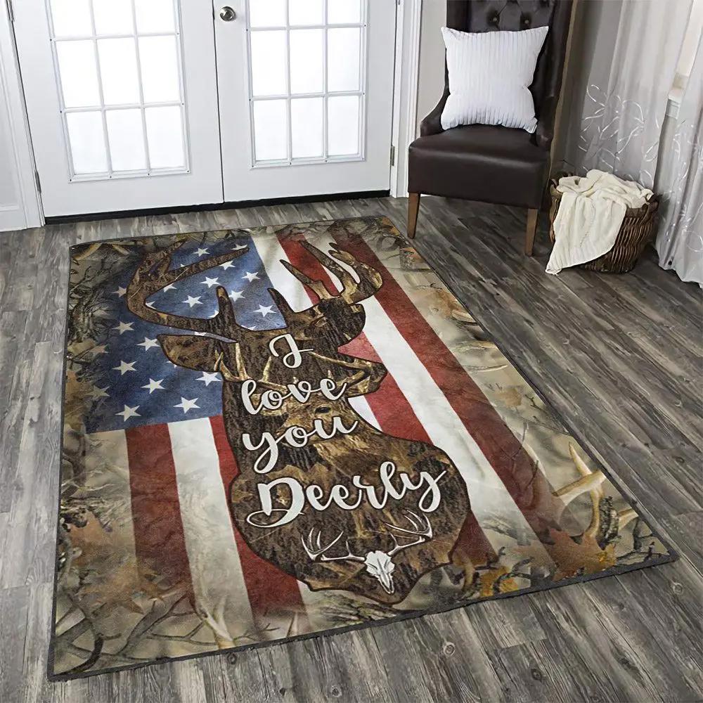 I love you dearly american flag quote style rug bedroom rug home us decor Rectangle Rug