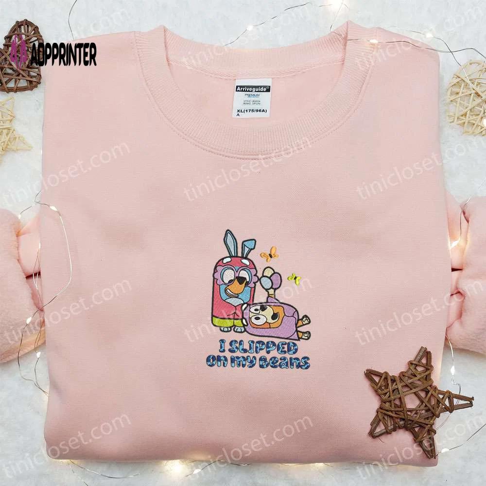 I slipped on my beans embroidered shirt & bluey cartoon hoodie – perfect thanksgiving day gift idea Embroidered Shirt