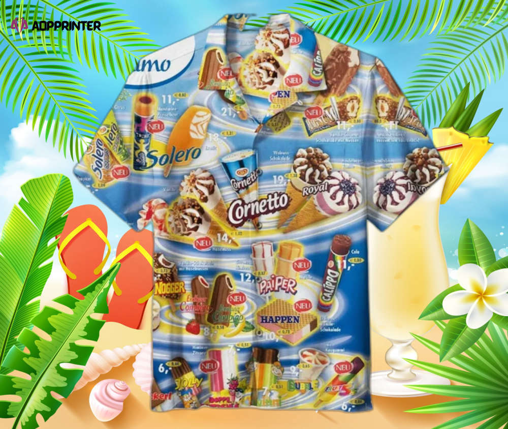 Ice cream cornetto hawaiian shirt, men’s 3d hawaiian shirt for the summer beach vibes Hawaii Shirt