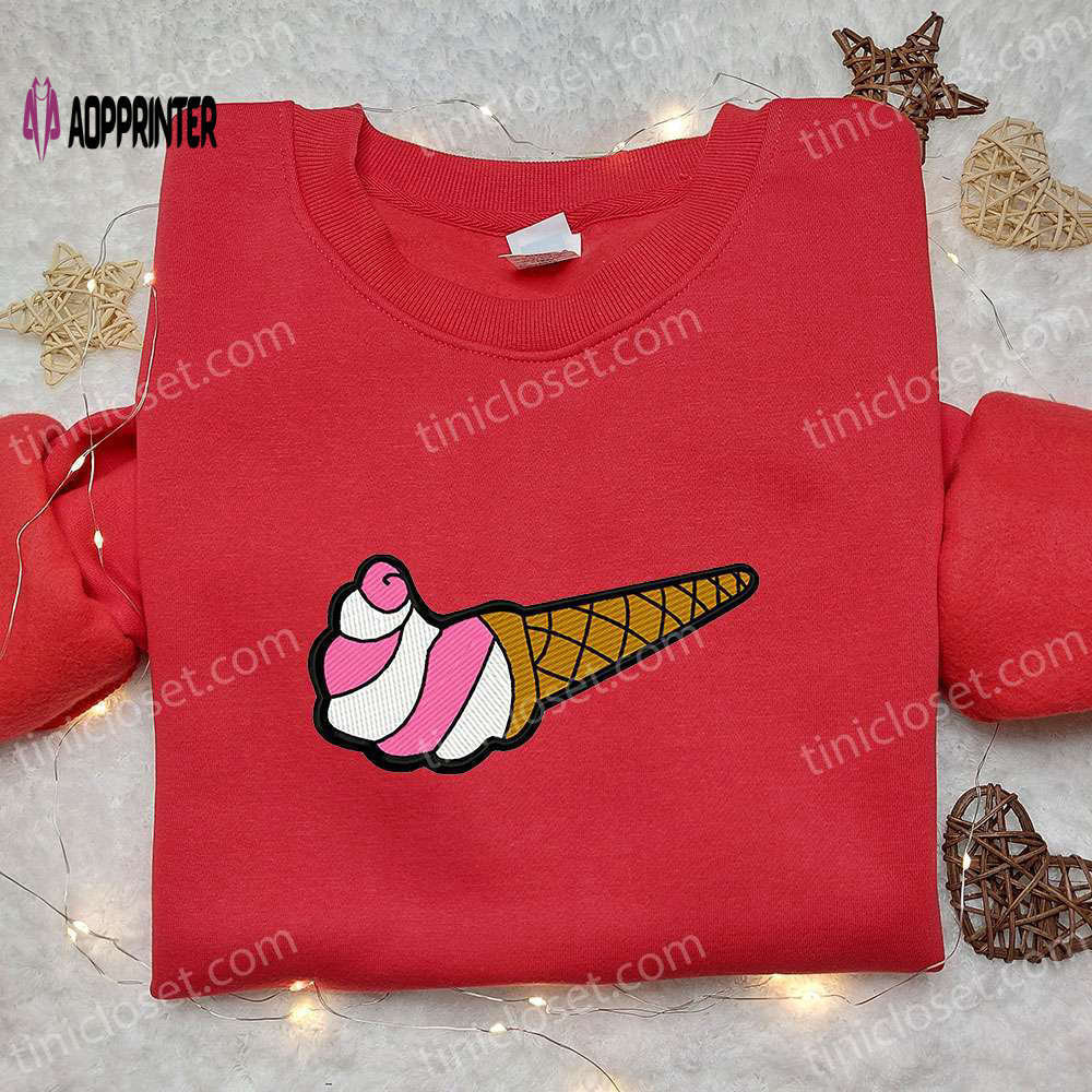 Ice cream x nike swoosh embroidered shirt: favorite food inspired nike shirt Embroidered Shirt