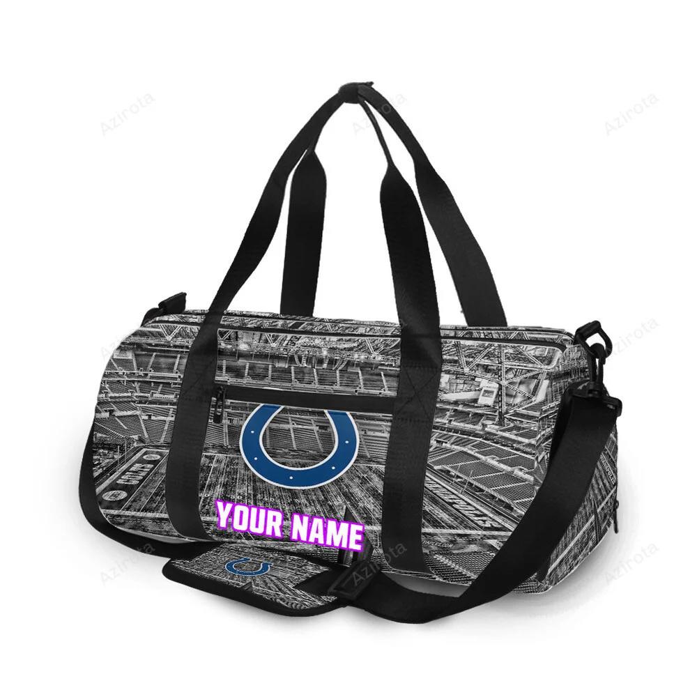 Indianapolis colts horseshoe stadium black white personalized name travel bag gym bag 34 Travel Bag