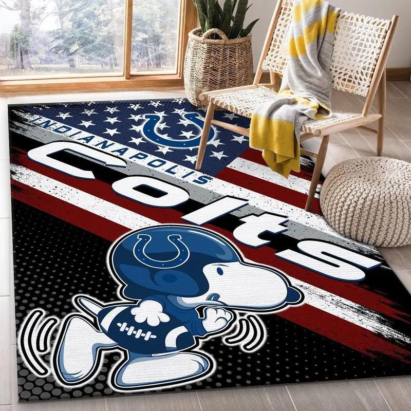 Indianapolis colts nfl snoopy us living room bed room rug regtangle carpet Rectangle Rug