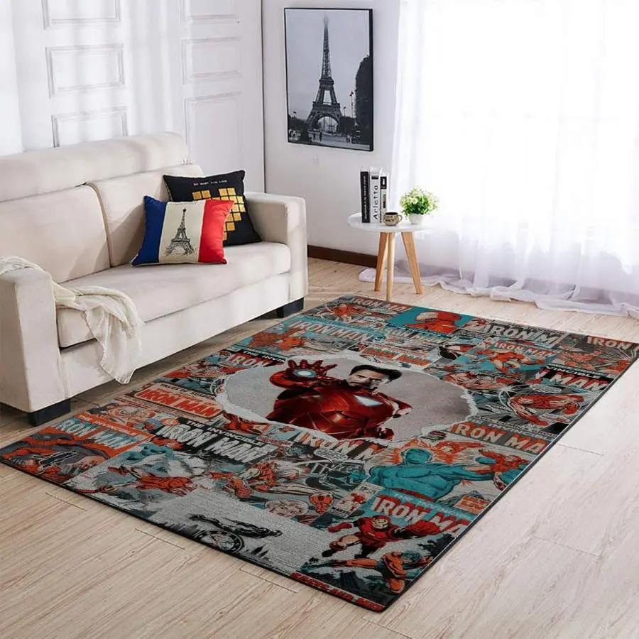 Iron man area rug living room rug home decor marvel superhero movie 19091801 Rectangle Rug