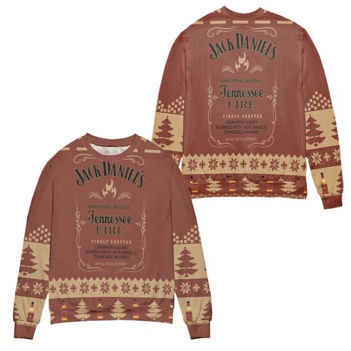 Jack daniel?s tennessee fire whisky pine tree ugly christmas sweater Christmas Ugly Sweater
