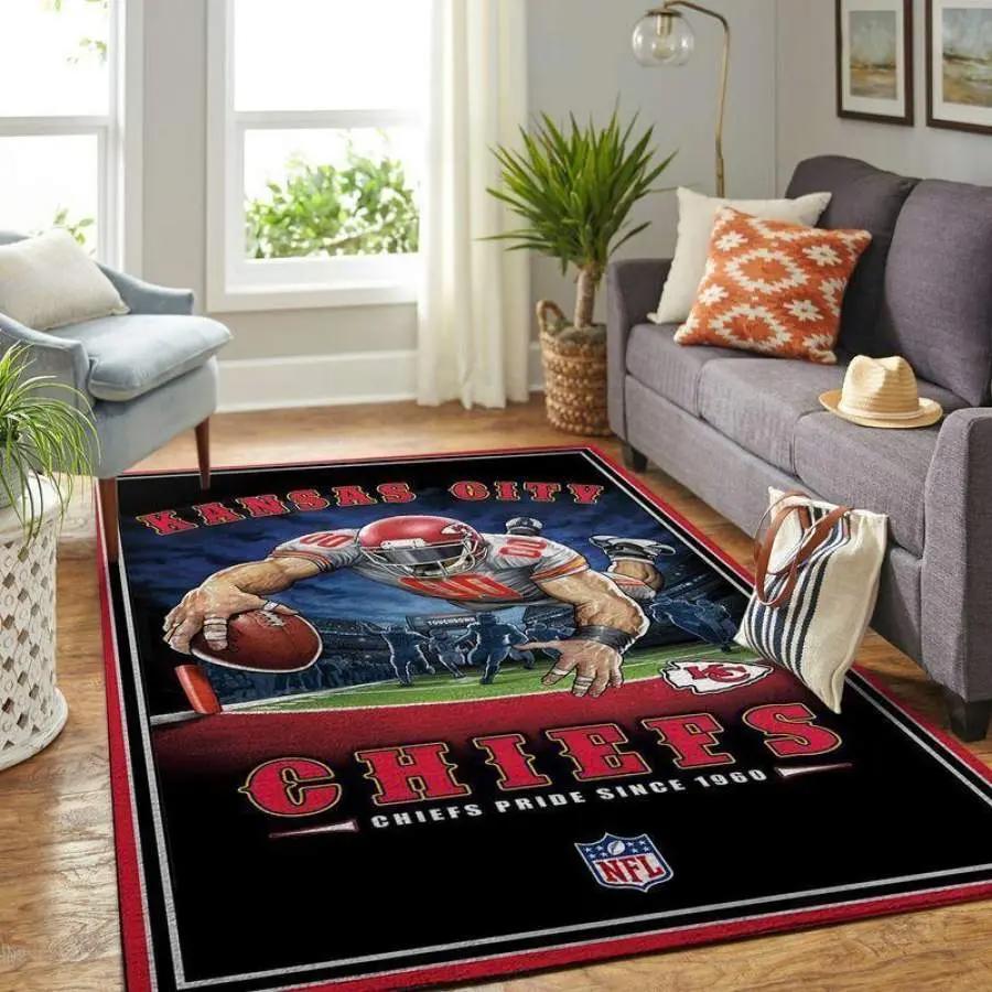 Kansas city chiefs nfl team logo american style football team logo Rectangle Rug