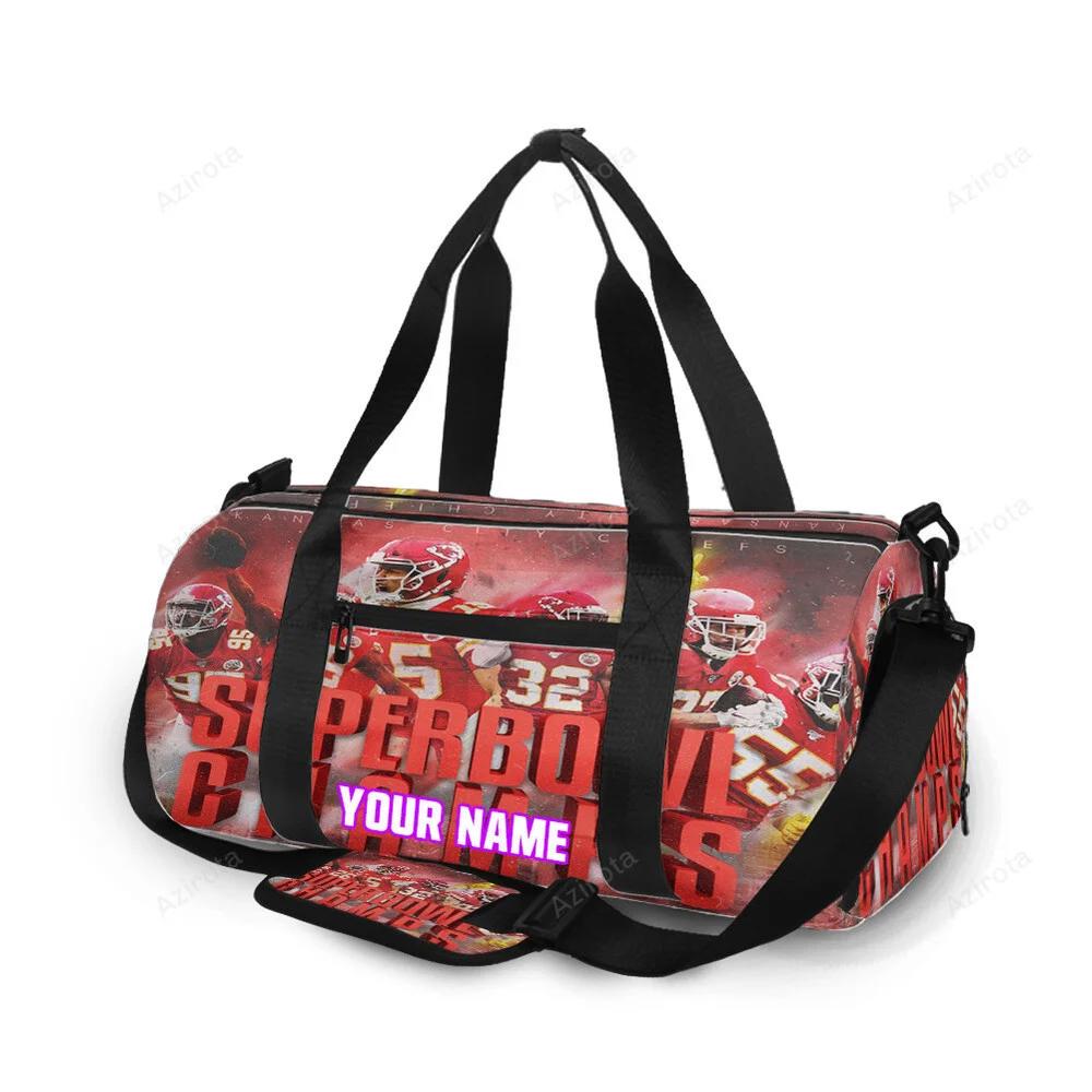 Kansas city chiefs team super bowl champions personalized name travel bag gym bag 1025 Travel Bag