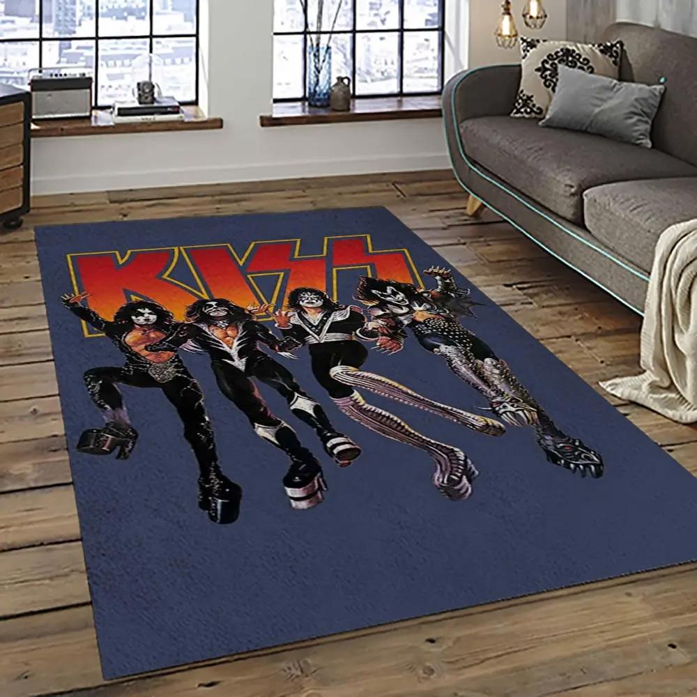 Kiss rock band music retangle carpet area rug home decor best gift for fan and friends as50 Rectangle Rug