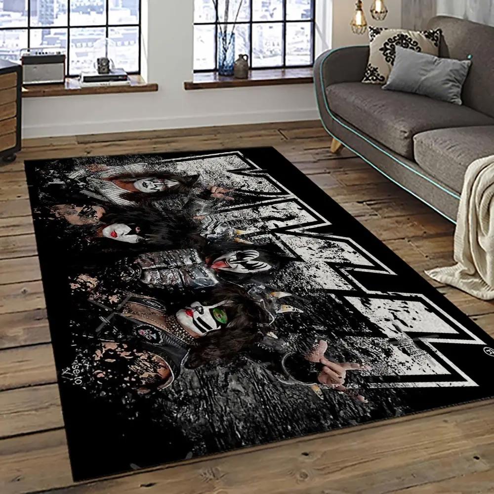 Kiss rock band music retangle carpet area rug home decor best gift for fan and friends as64 Rectangle Rug