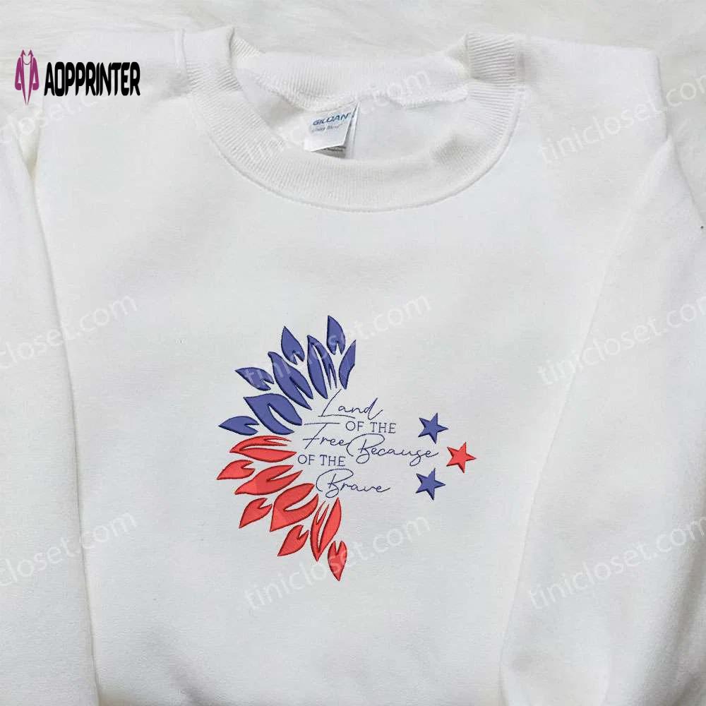 Land of the free embroidered shirt – best patriotic shirts and national day gifts Embroidered Shirt