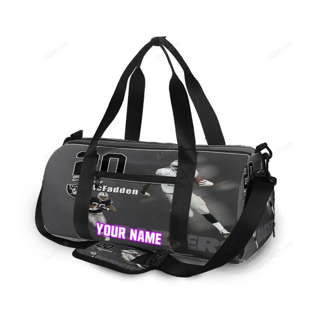 Las vegas raiders darren mcfadden 20 personalized name travel bag gym bag 655 Travel Bag