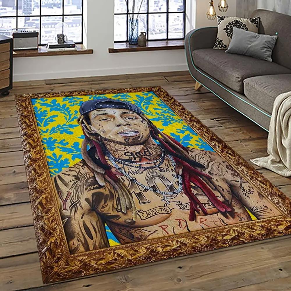 Lil wayne rapper hiphop music rap carpet area rug home decor gift for fans gift for friends lil13 Rectangle Rug