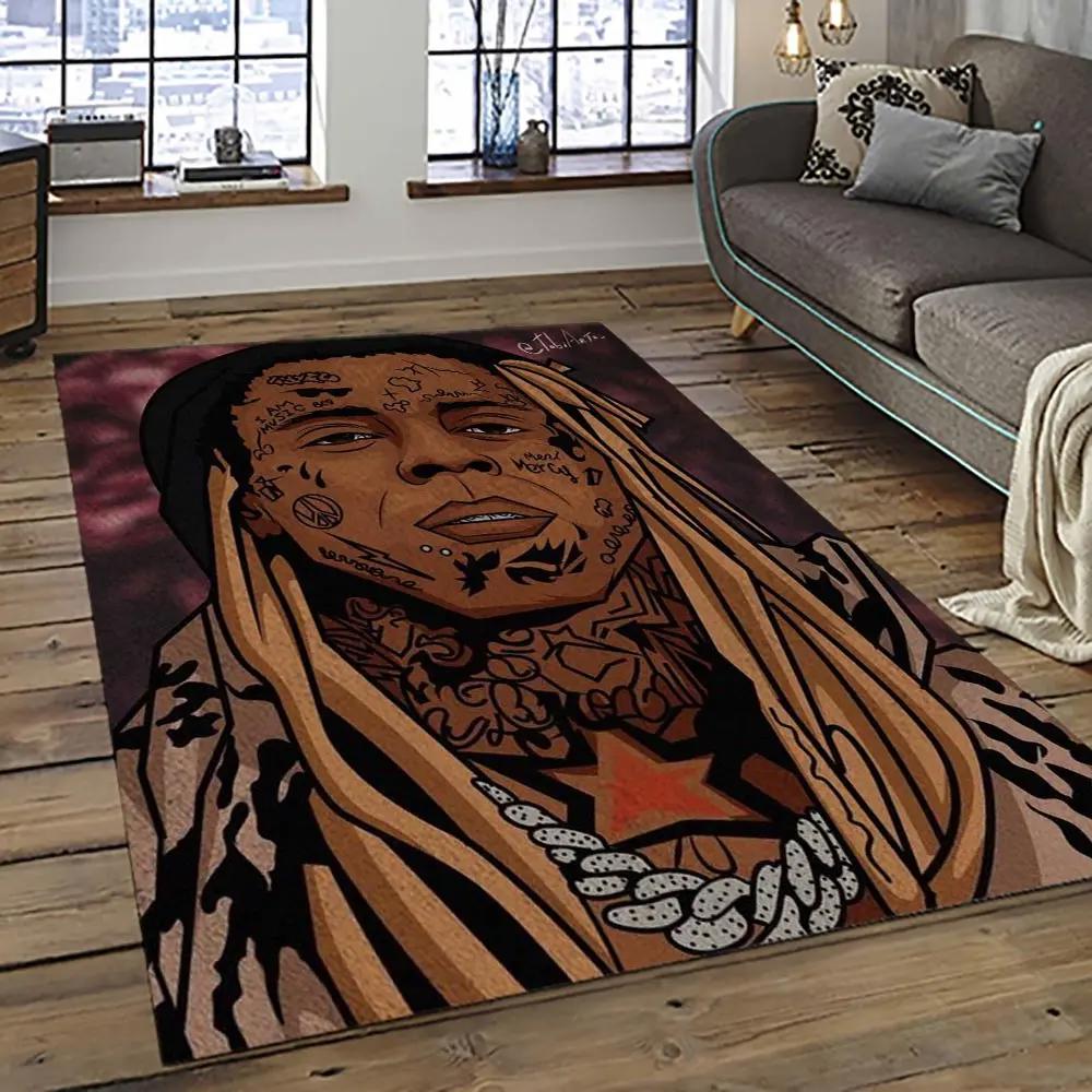 Lil wayne rapper hiphop music rap carpet area rug home decor gift for fans gift for friends lil18 Rectangle Rug