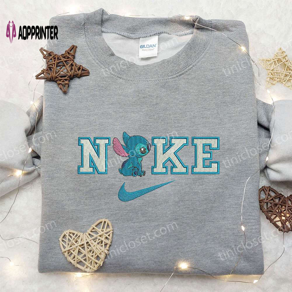Lilo & stitch x nike embroidered sweatshirt: cartoon inspired shirt Embroidered Shirt