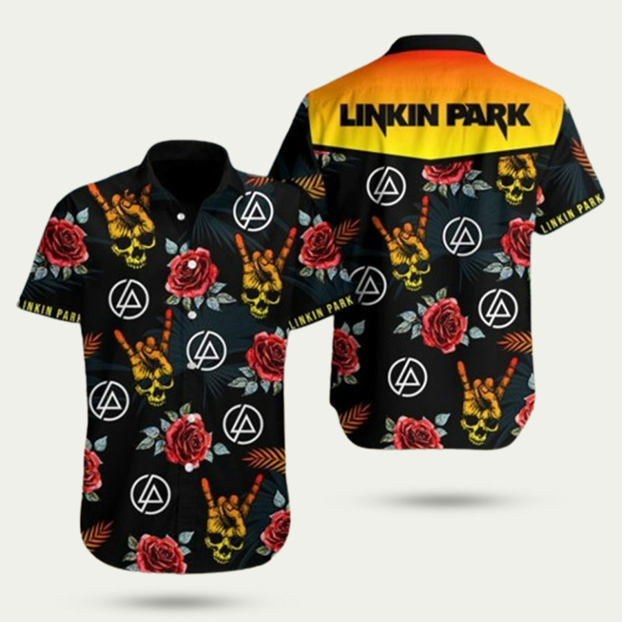Linkin park skull hawaiian shirt Hawaii Shirt Shorts & Flip Flops