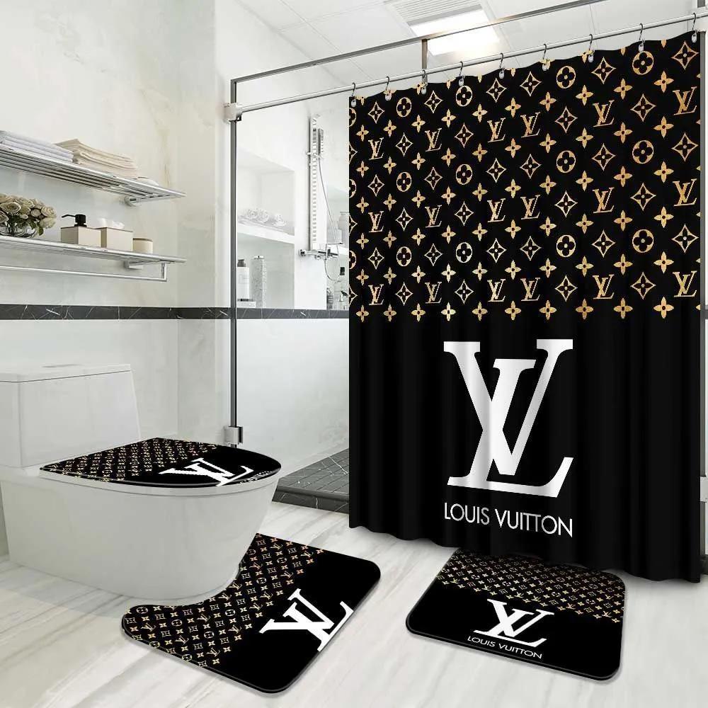 Louis vuitton bathroom set luxury shower curtain waterproof luxury brand with logo louis vuitton 9 342 Bathroom Set