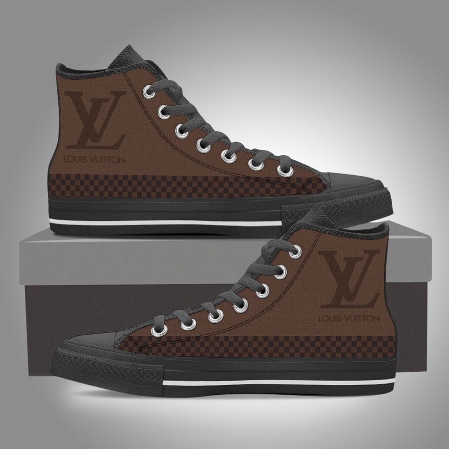 Louis vuitton brown high top canvas shoes sneakers hot best lv for men women hot 2023 22 High Top Canvas Shoes