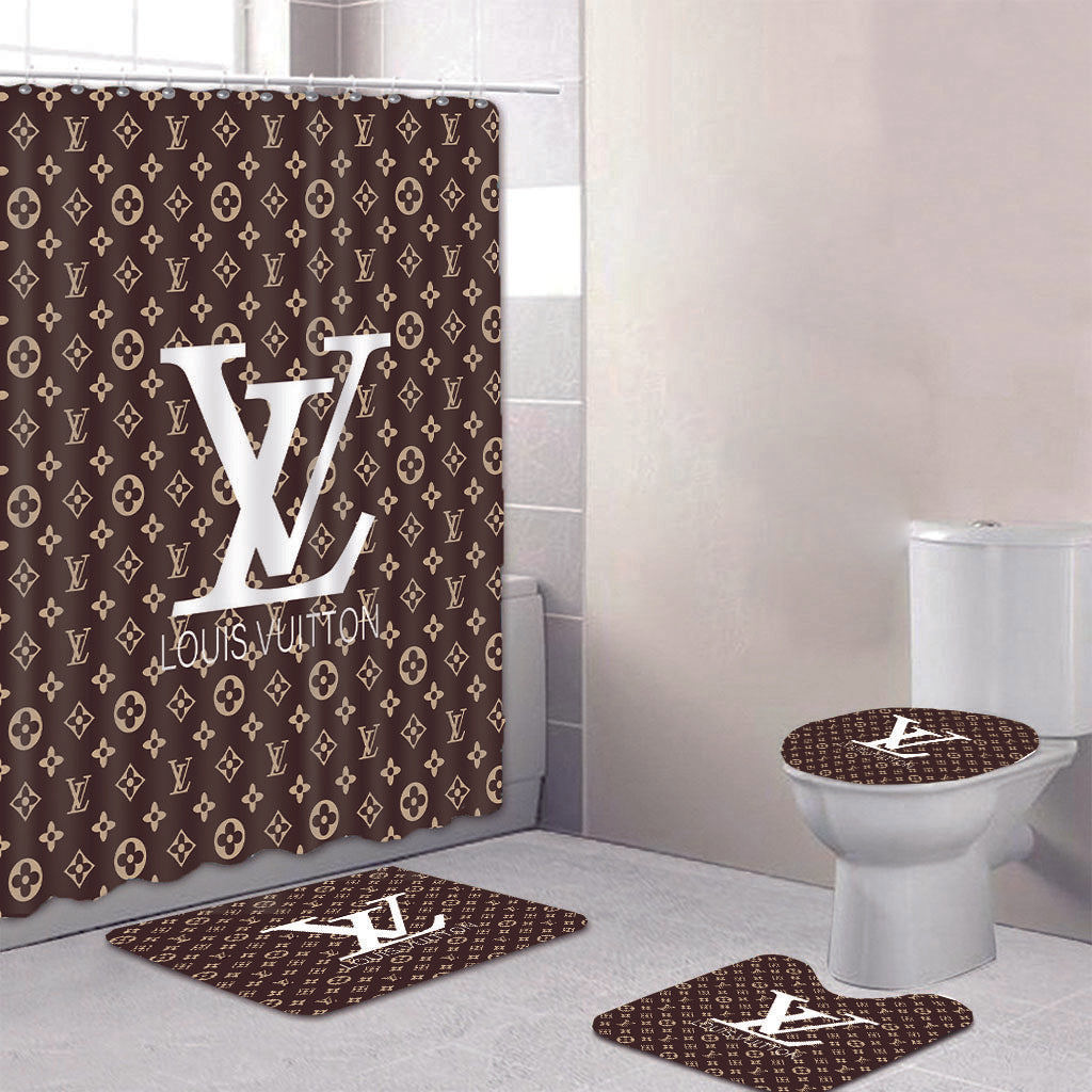 Louis vuitton brown hypebeast home decor luxury fashion brand bathroom sets bath mat Bathroom Set