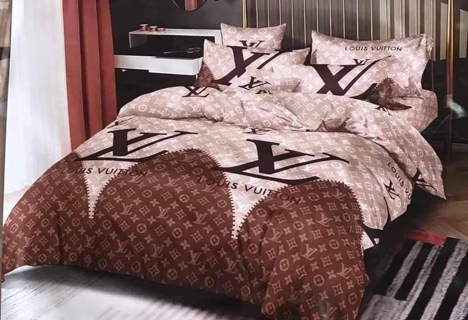 Louis vuitton brown pinky luxury brand bedding set home decor Bedding Sets