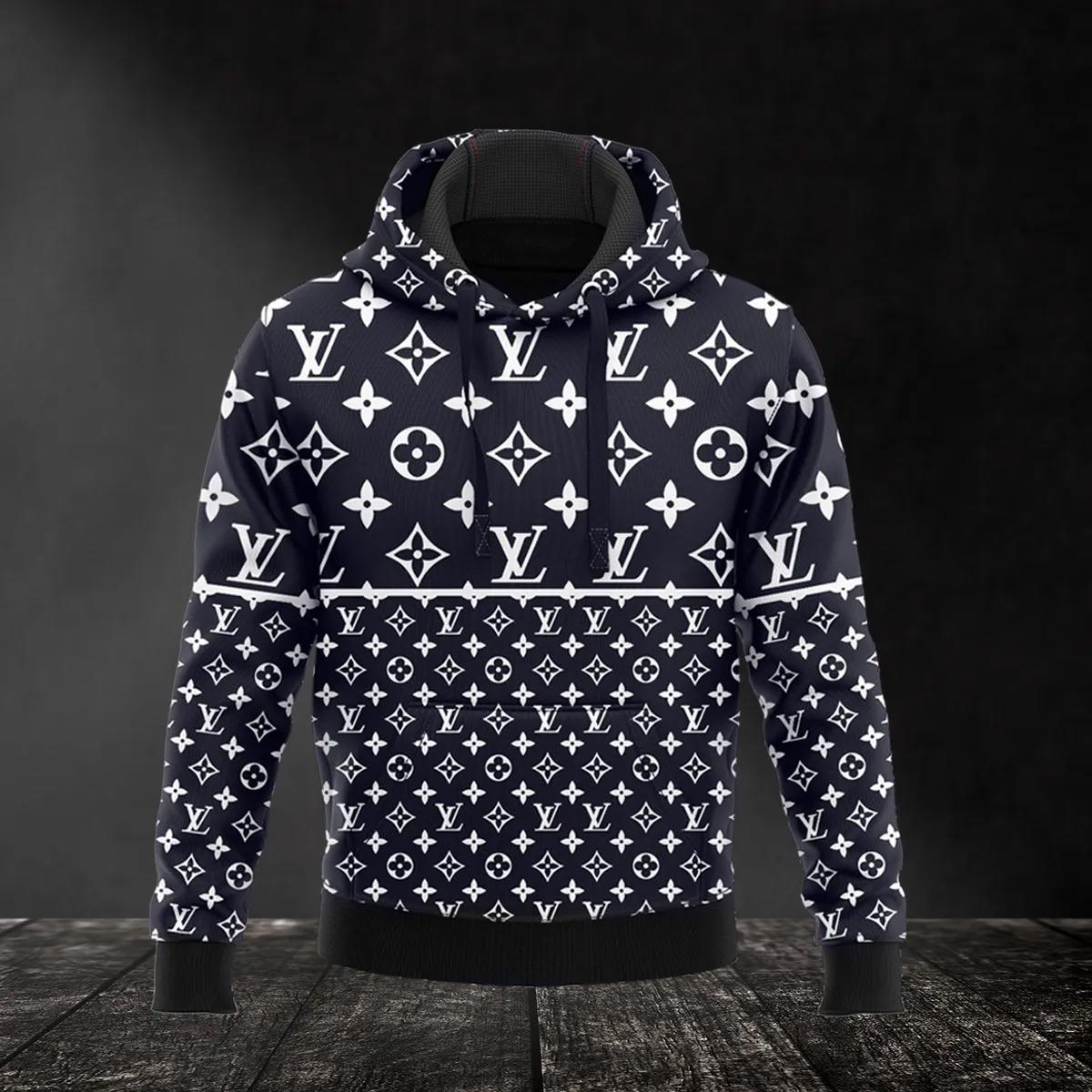 Louis vuitton navy hoodie lv luxury clothing clothes outfit for men Hoodie 3D