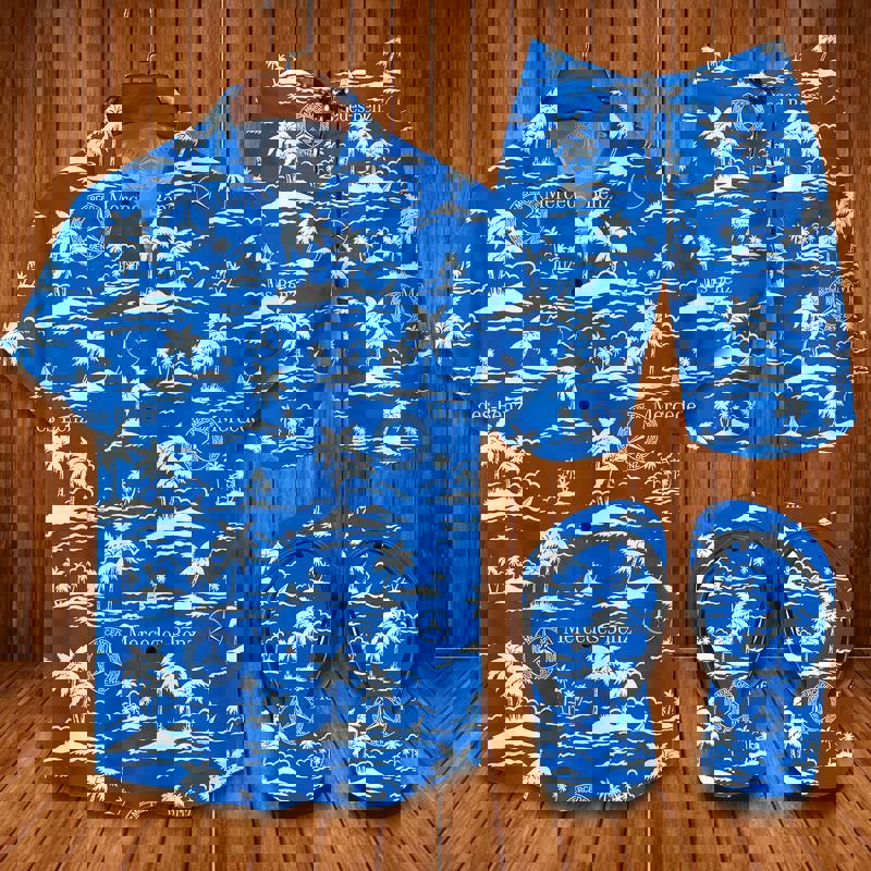 Mercedes flip flops and combo hawaii shirt shorts luxury brand summer outfit Hawaii Shirt Shorts & Flip Flops