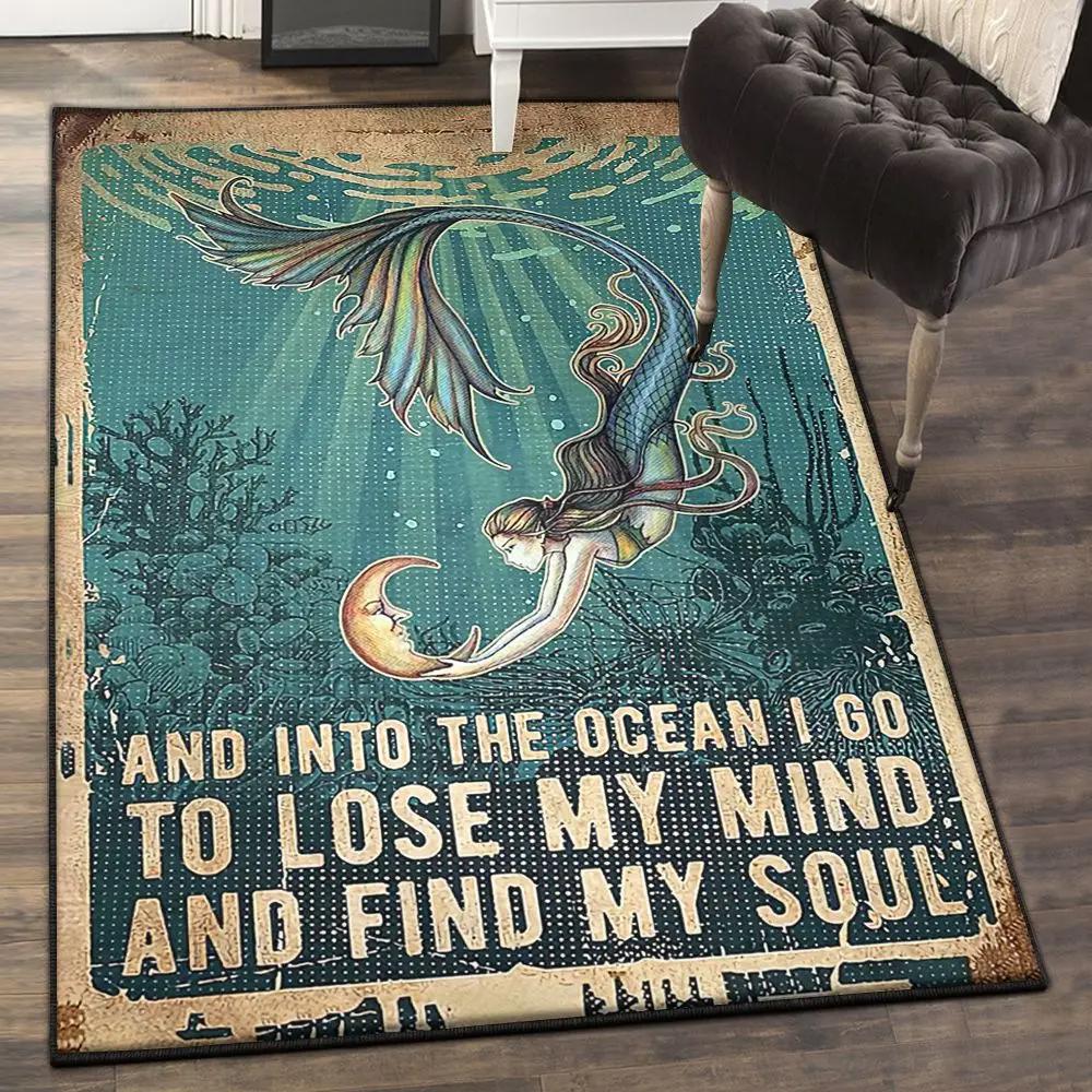 Mermaid costume outdoor carpet, ocean mermaid rug Rectangle Rug