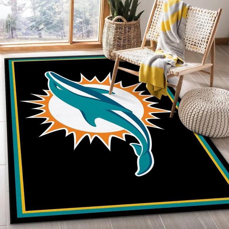 Miami dolphins nfl 29 area rug living room and bed room rug regtangle carpet Rectangle Rug