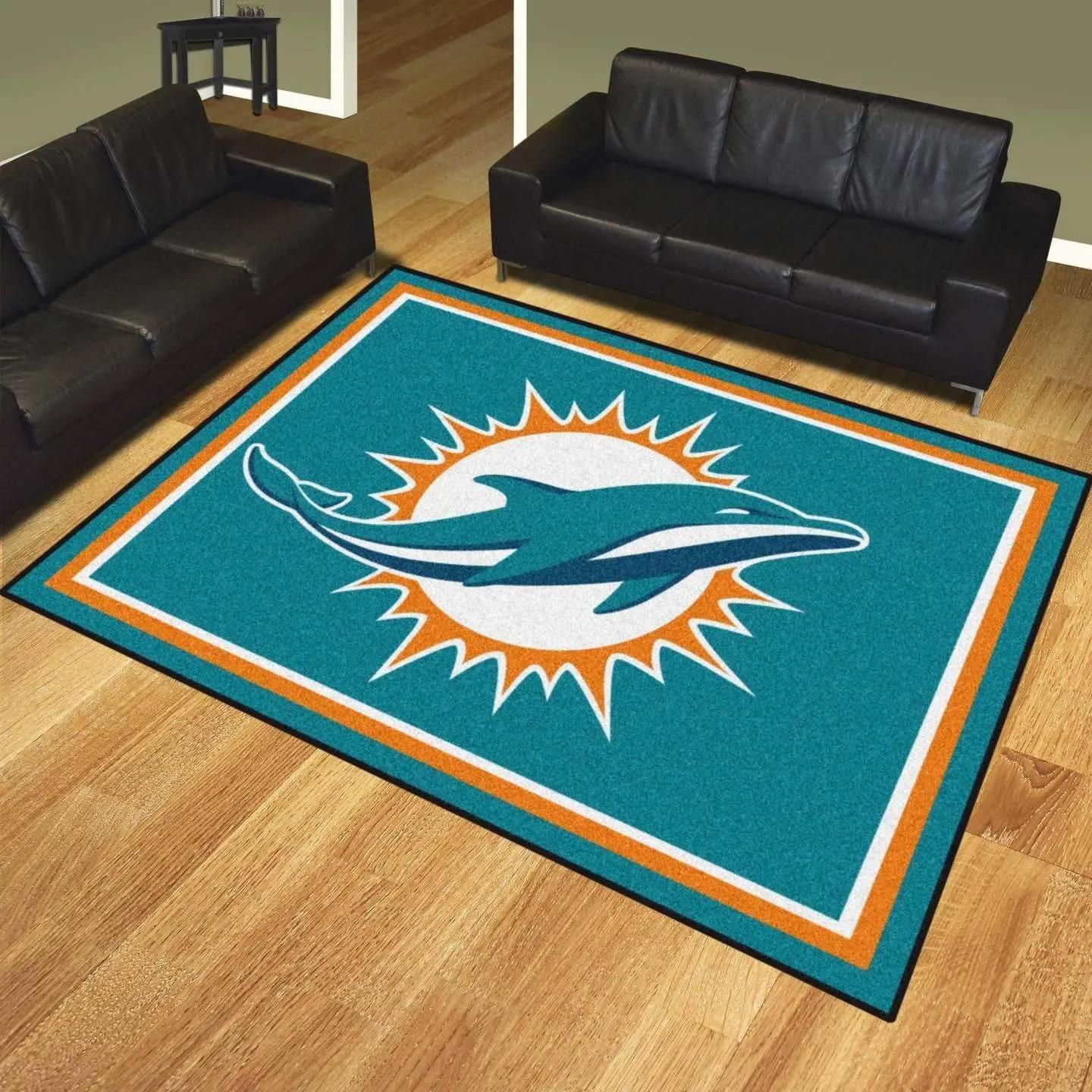 Miami dolphins rug football rug rug regtangle carpet floor decor home decor Rectangle Rug