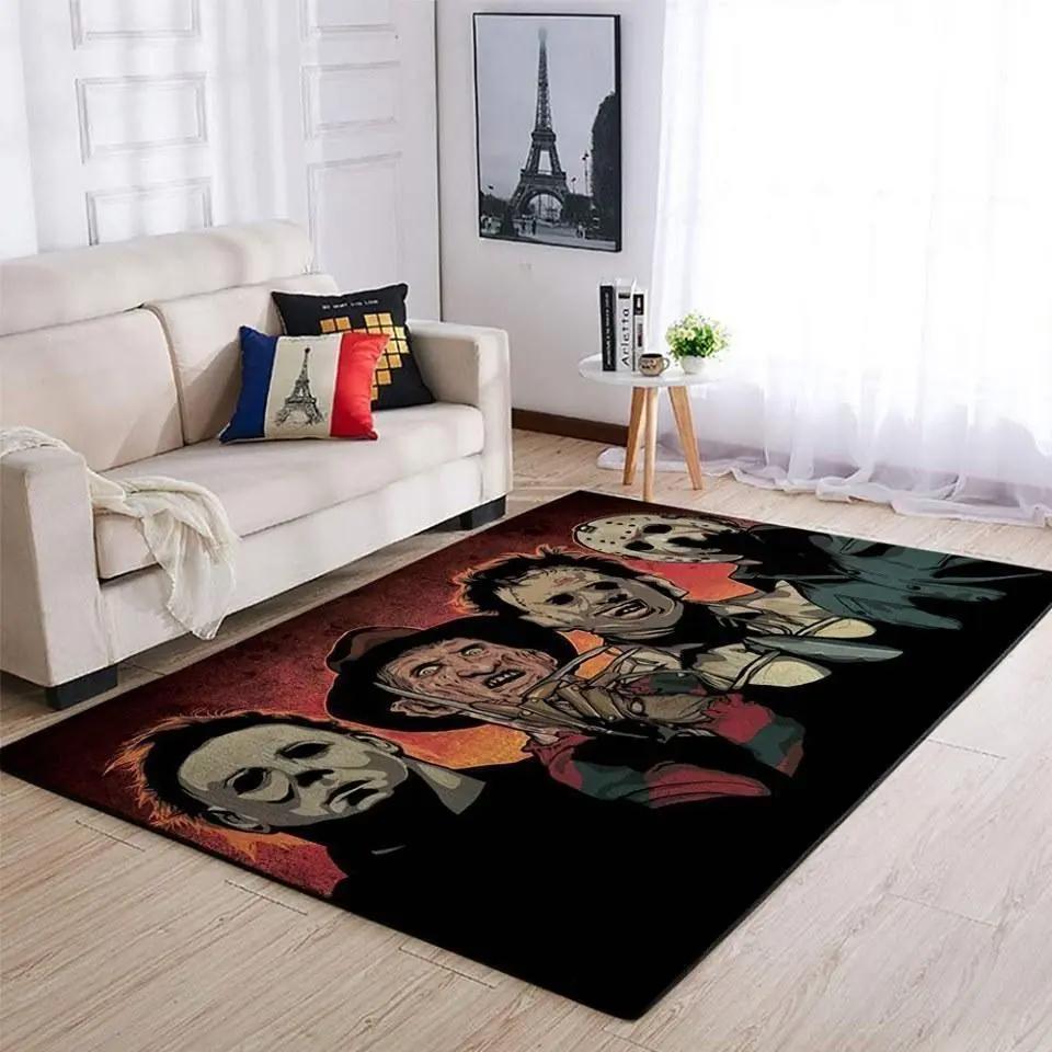 Michael myers freddy krueger leatherface & jason voorhees rug area rug living room carpet rug regtangle carpet floor decor home decor Rectangle Rug