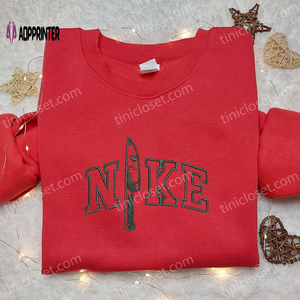 Michael myers knife x nike movie embroidered shirt – best halloween gift ideas Embroidered Shirt