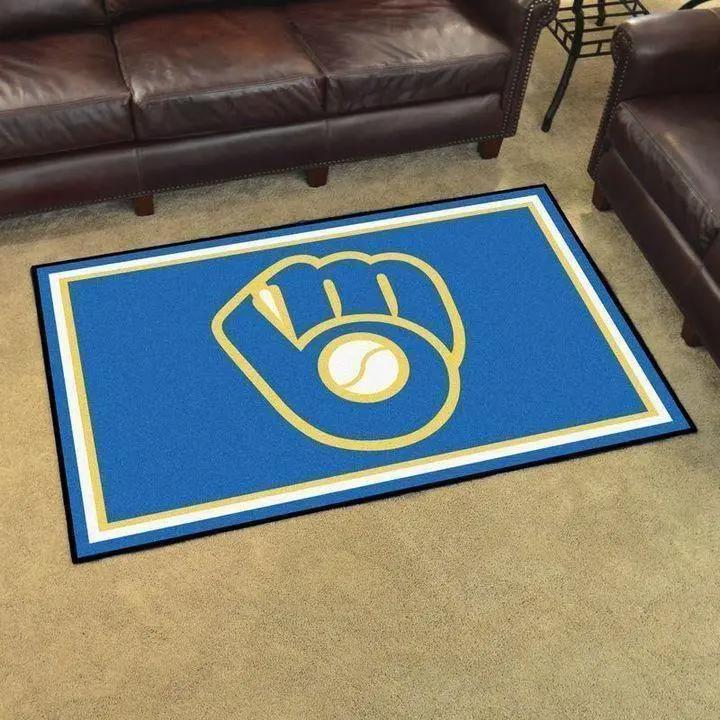 Milwaukee brewers area rug mlb team logo carpet living room rugs decor v1756 Rectangle Rug