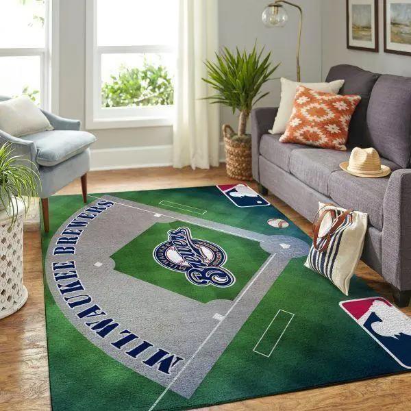 Milwaukee brewers area rug mlb team logo carpet living room rugs decor v1765 Rectangle Rug
