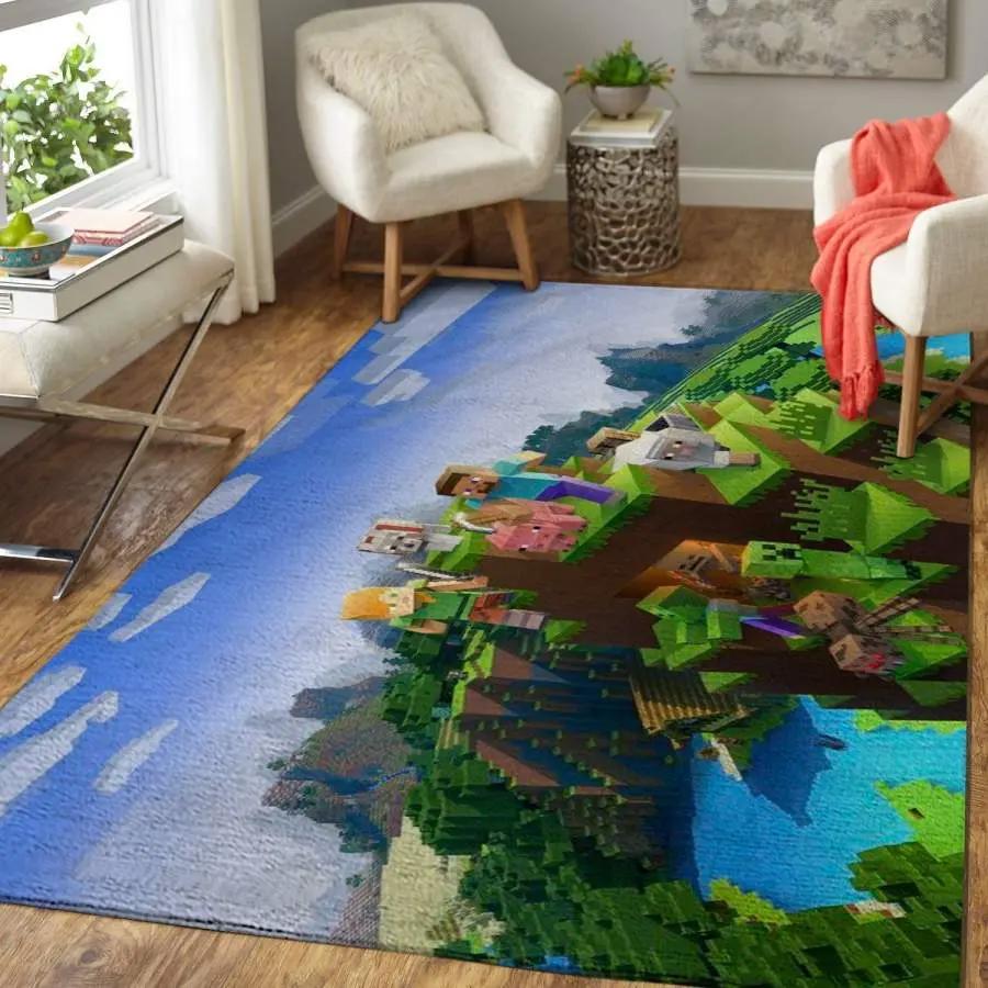Minecraft area rug living room rug home decor video game gfd m301011 Rectangle Rug