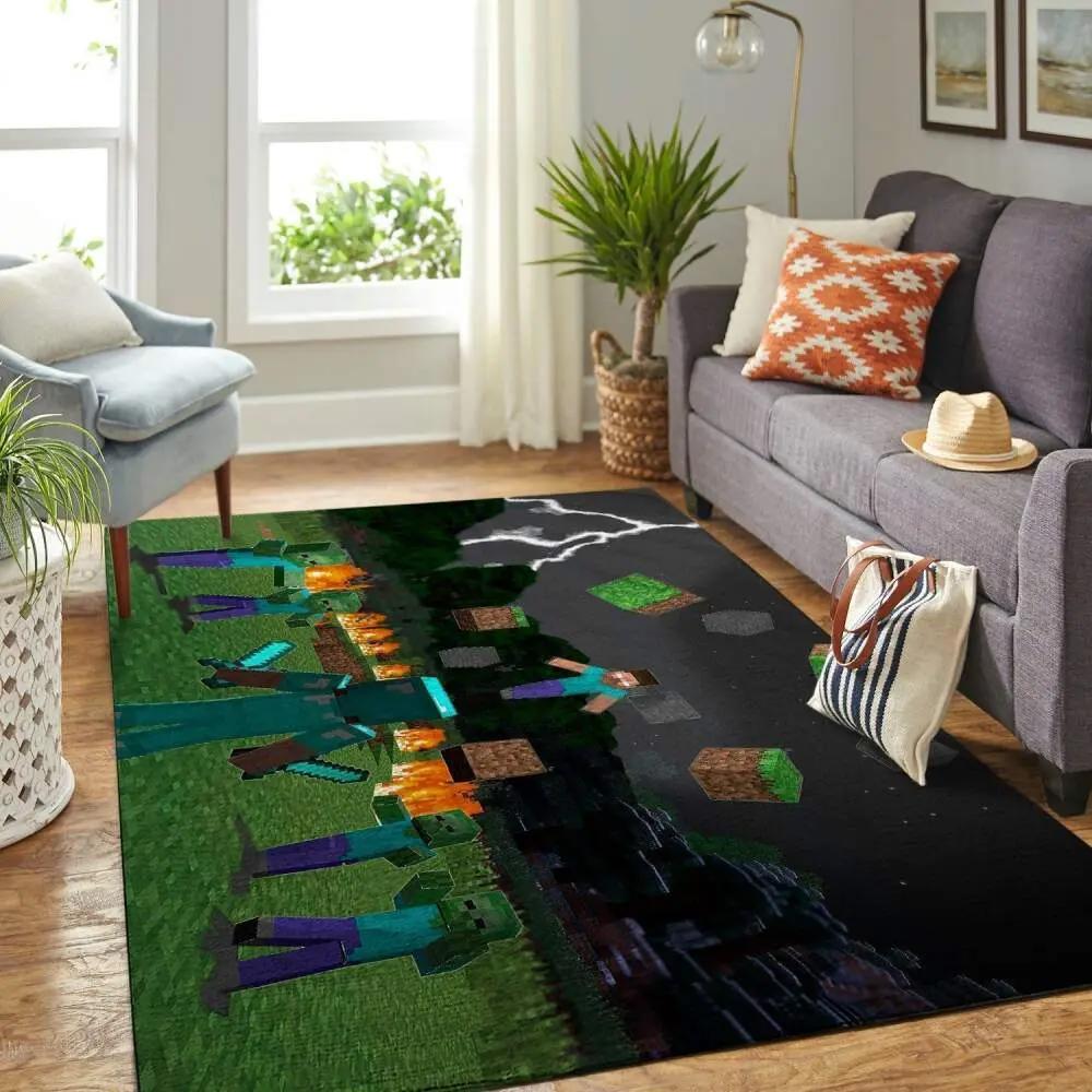 Minecraft area rug video game carpet gamer living room rugs rug regtangle carpet floor decor home decor v193 Rectangle Rug