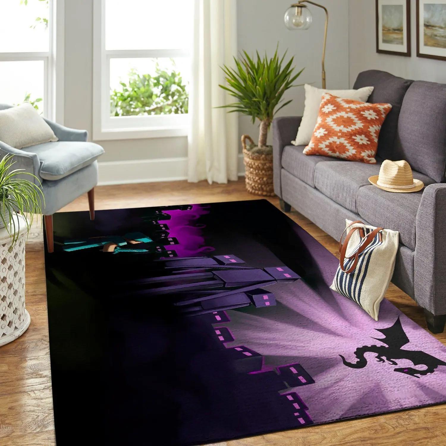 Minecraft area rug video game carpet gamer living room rugs rug regtangle carpet floor decor home decor v206 Rectangle Rug