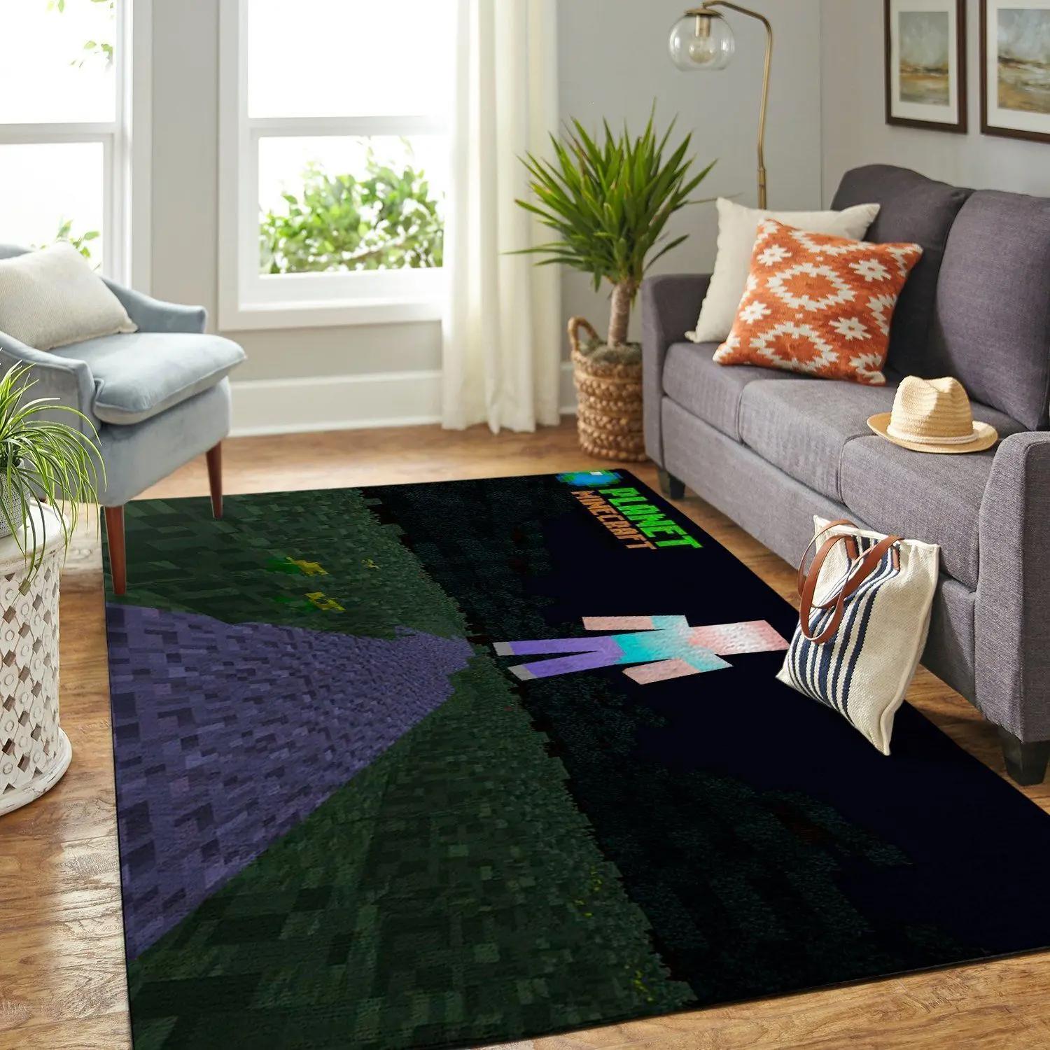 Minecraft area rug video game carpet gamer living room rugs rug regtangle carpet floor decor home decor v221 Rectangle Rug