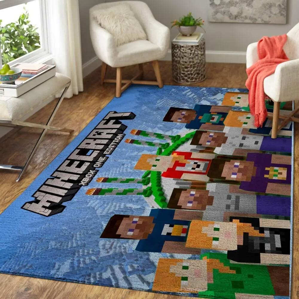 Minecraft area rug video game carpet gamer living room rugs rug regtangle carpet floor decor home decor v241 Rectangle Rug