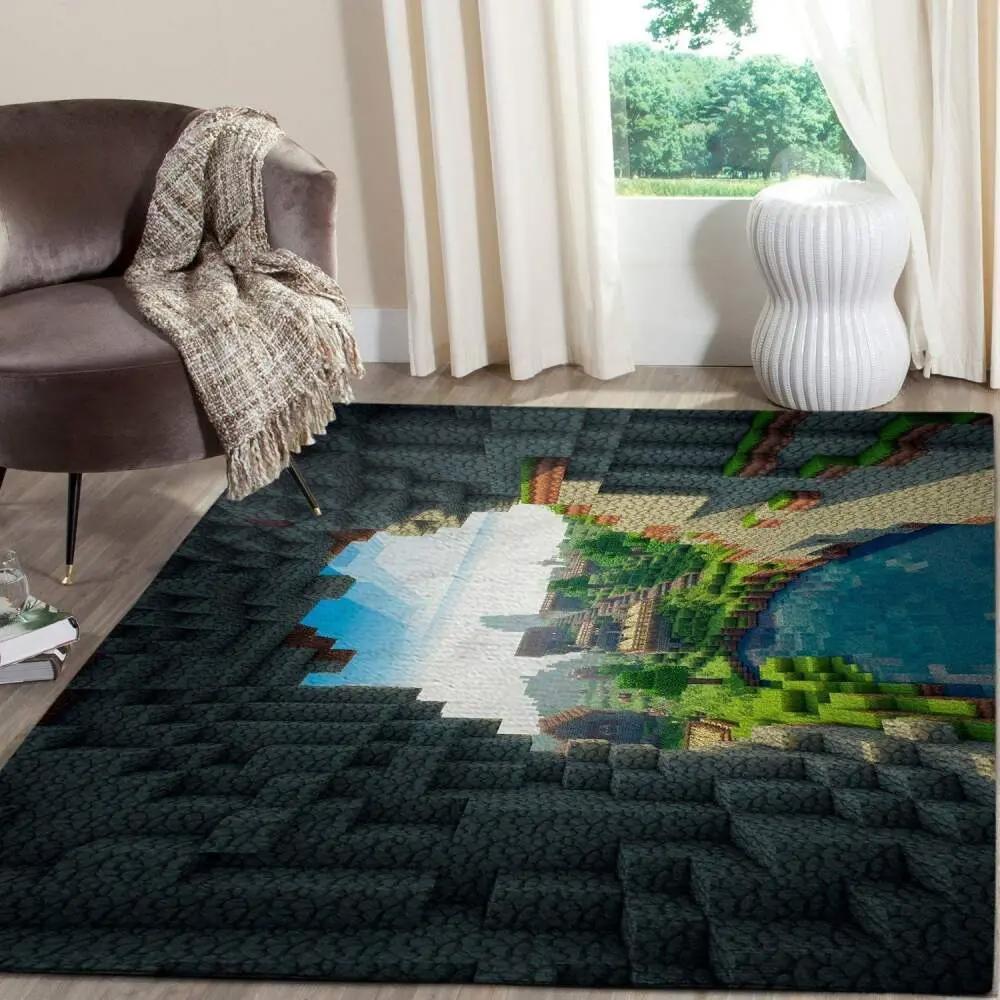 Minecraft area rug video game carpet gamer living room rugs rug regtangle carpet floor decor home decor v249 Rectangle Rug