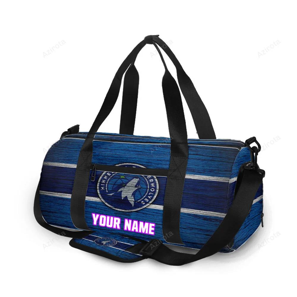 Minnesota timberwolves emblem v52 personalized name travel bag gym bag 1661 Travel Bag