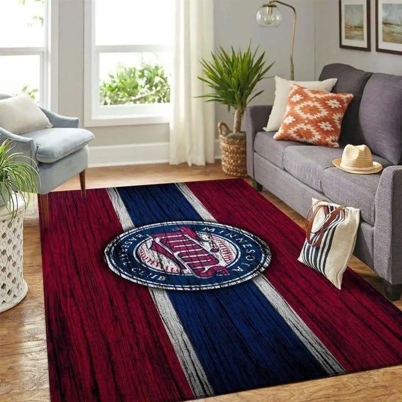 Minnesota twins wooden style area rug mlb baseball team logo home decor rug 3 Rectangle Rug