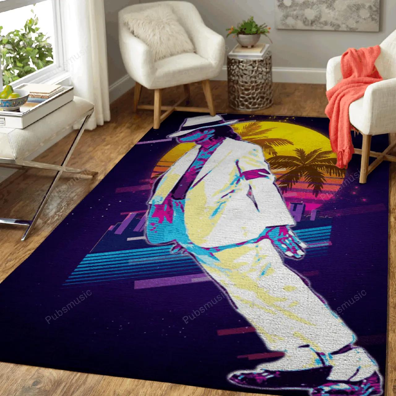 Mj smooth criminal artwork music synthwave 80s art for fans area rug living room carpet rug regtangle carpet floor decor home decor Rectangle Rug