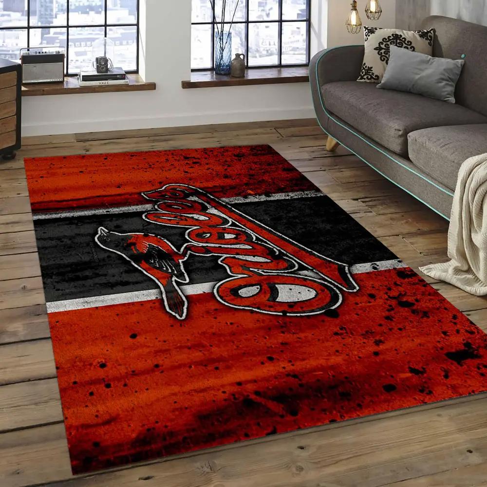 Mlb baltimore orioles baseball team logo rectangle area bo13 Rectangle Rug