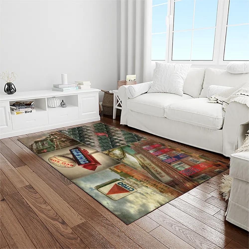 Mlb boston red sox baseball team logo rectangle area rug brs81 Rectangle Rug