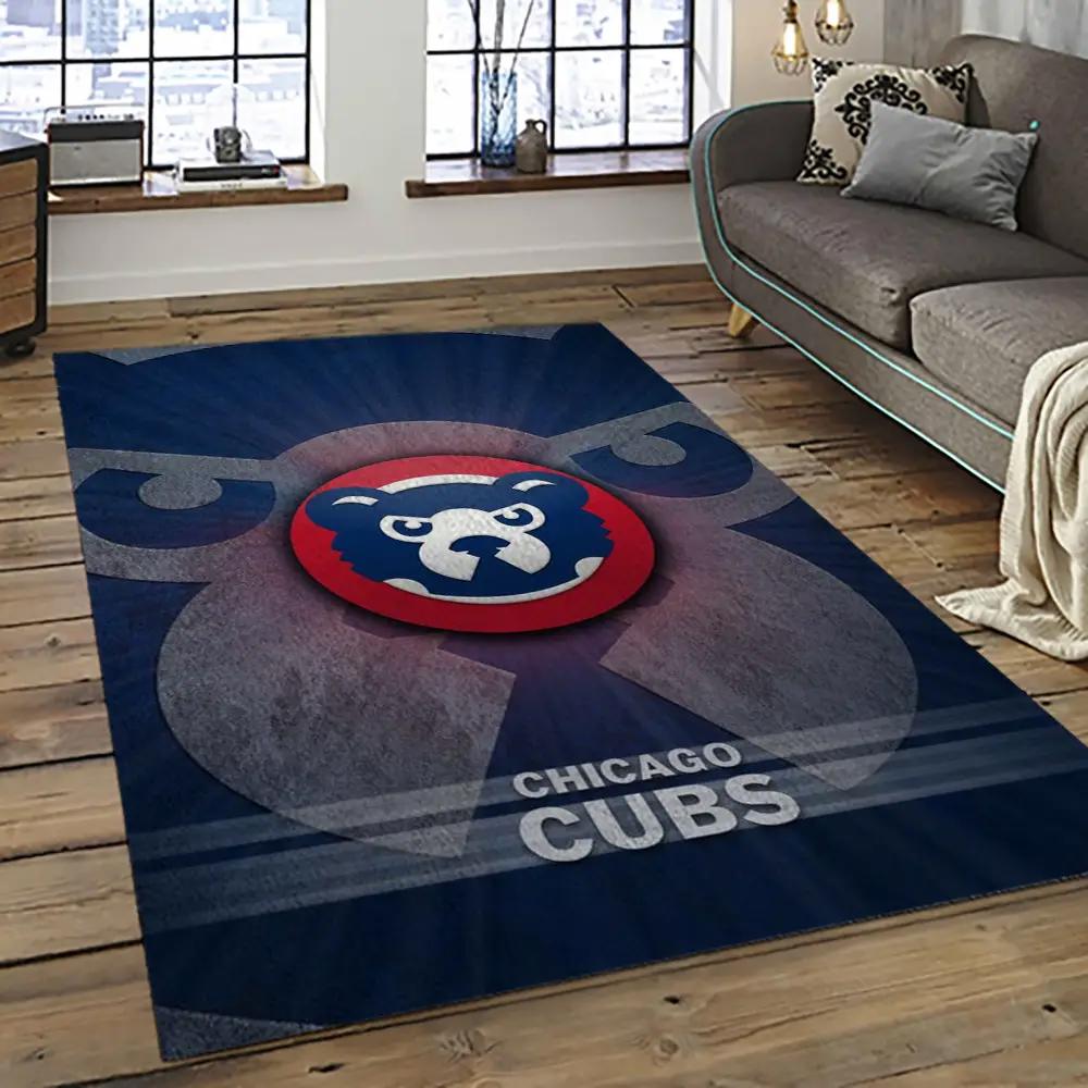 Mlb chicago cubs baseball team logo sport carpet rectangle area rug for living room cac27 Rectangle Rug