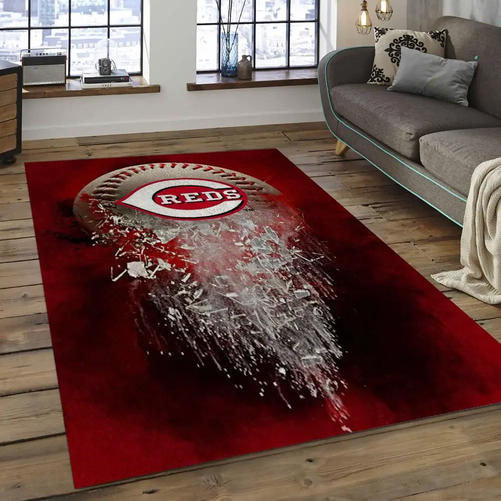 Mlb cincinnati reds baseball team logo rectangle area cr18 Rectangle Rug