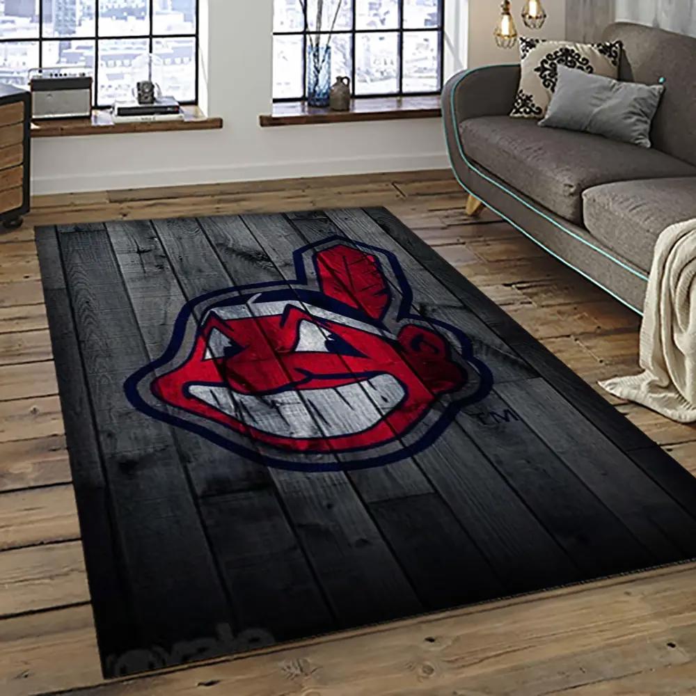 Mlb cleveland indians baseball team logo sport carpet rectangle area rug for living room ci16 Rectangle Rug