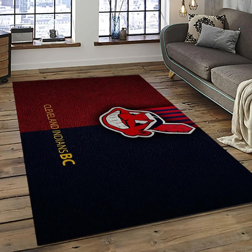 Mlb cleveland indians baseball team logo sport carpet rectangle area rug for living room ci17 Rectangle Rug