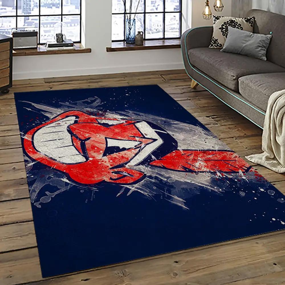 Mlb cleveland indians baseball team logo sport carpet rectangle area rug for living room ci25 Rectangle Rug