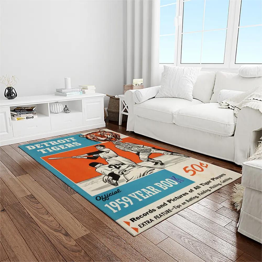 Mlb detroit tigers baseball team logo rectangle area rug dt55 Rectangle Rug