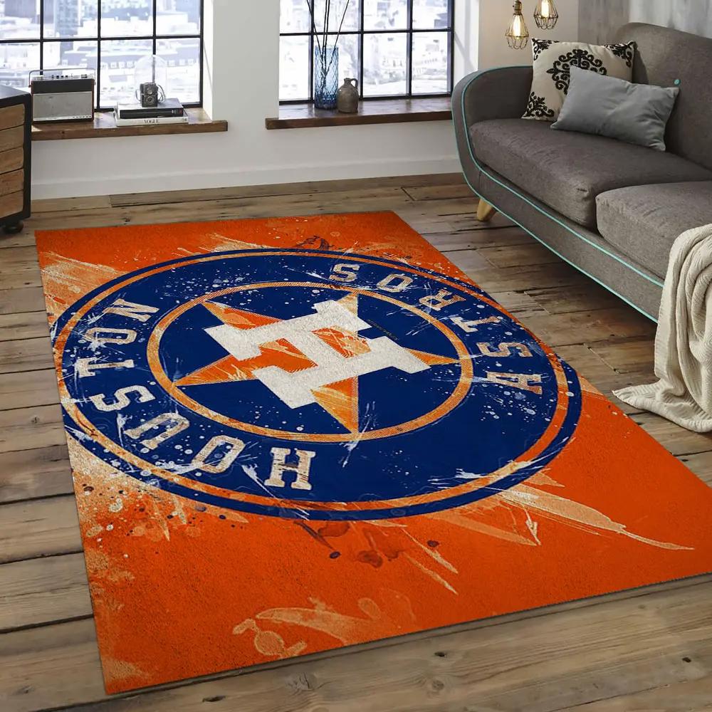 Mlb houston astros baseball team logo rectangle area ha25 Rectangle Rug
